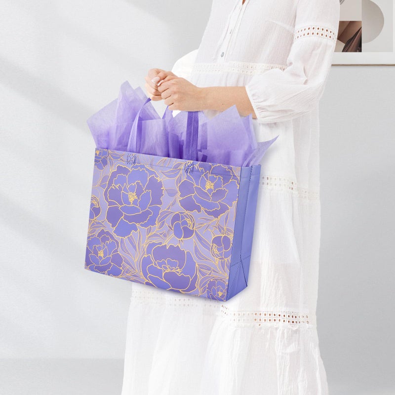 YANGTE 2 Pack 13" Large Beautiful Gift Bags Set with Greeting Card and Tissue Paper, Reusable Non-Woven Gift Wrap Bags with Handle for Presents of Any Birthday, Weddings, Mothers Day & Special Moments - Image 5