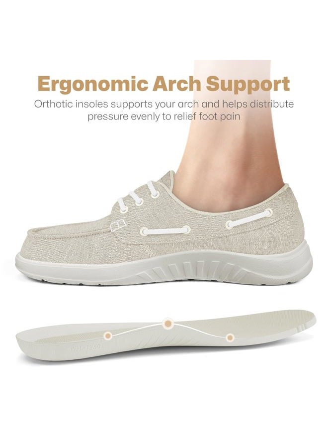 walk_hero_comfort_and_support أحذية لوفر للنساء مع دعم القوس، أحذية خفيفة الوزن سهلة الارتداء للنساء، أحذية مشي طبية قابلة للتنفس للنساء للمشي اليومي، بيج، 7 - Image 2