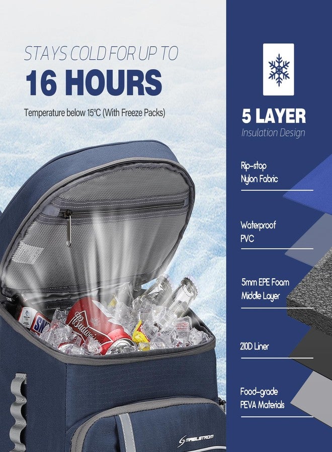 Maelstrom Cooler Backpack,50 Can Backpack Cooler Leakproof,Insulated Soft Cooler Bag,Camping Cooler,Beach Cooler,Ice Chest Backpack,Lightweight Travel Cooler Lunch Backpack for Hiking,Shopping,Blue - Image 2