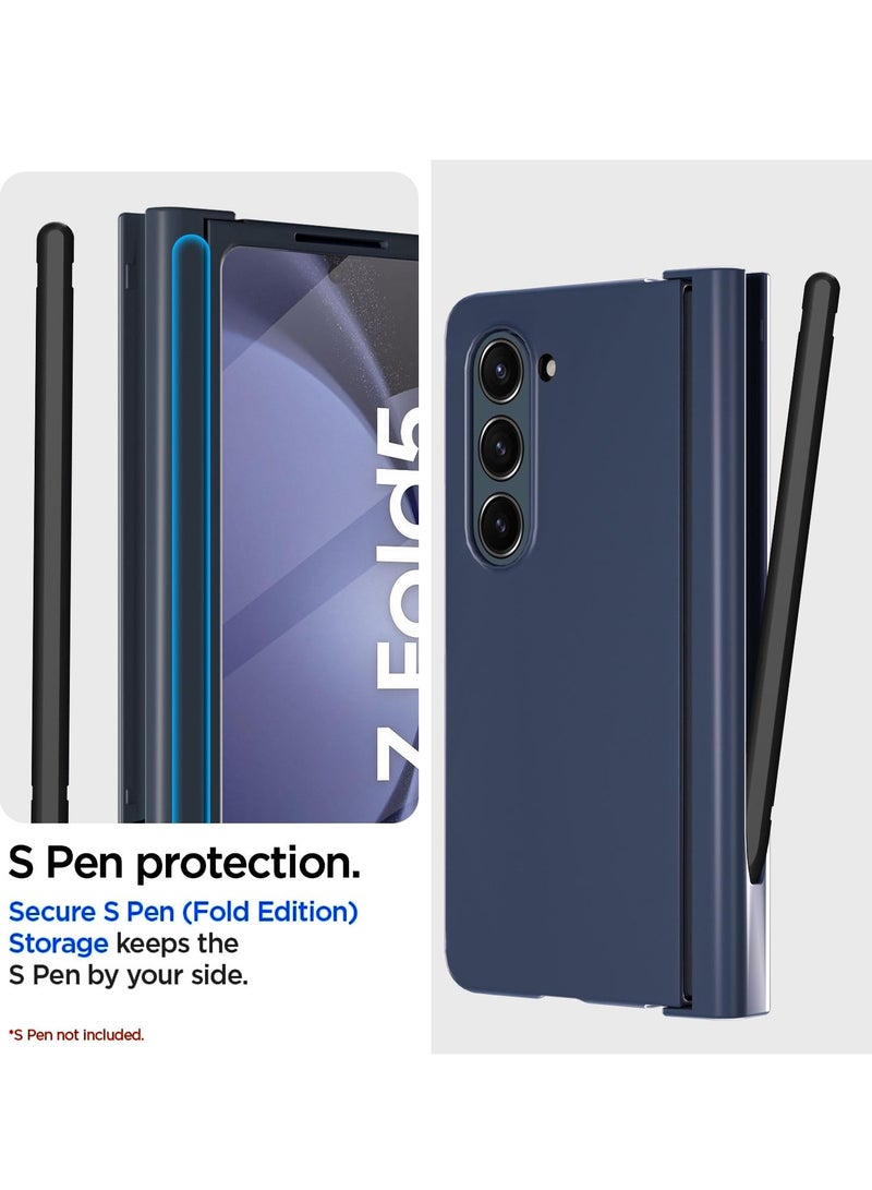 حافظة حماية كاملة 360° لجهاز سامسونج جالكسي زد فولد 5 مع واقي شاشة مدمج وحامل قلم، غطاء أزرق أصلي - Image 3
