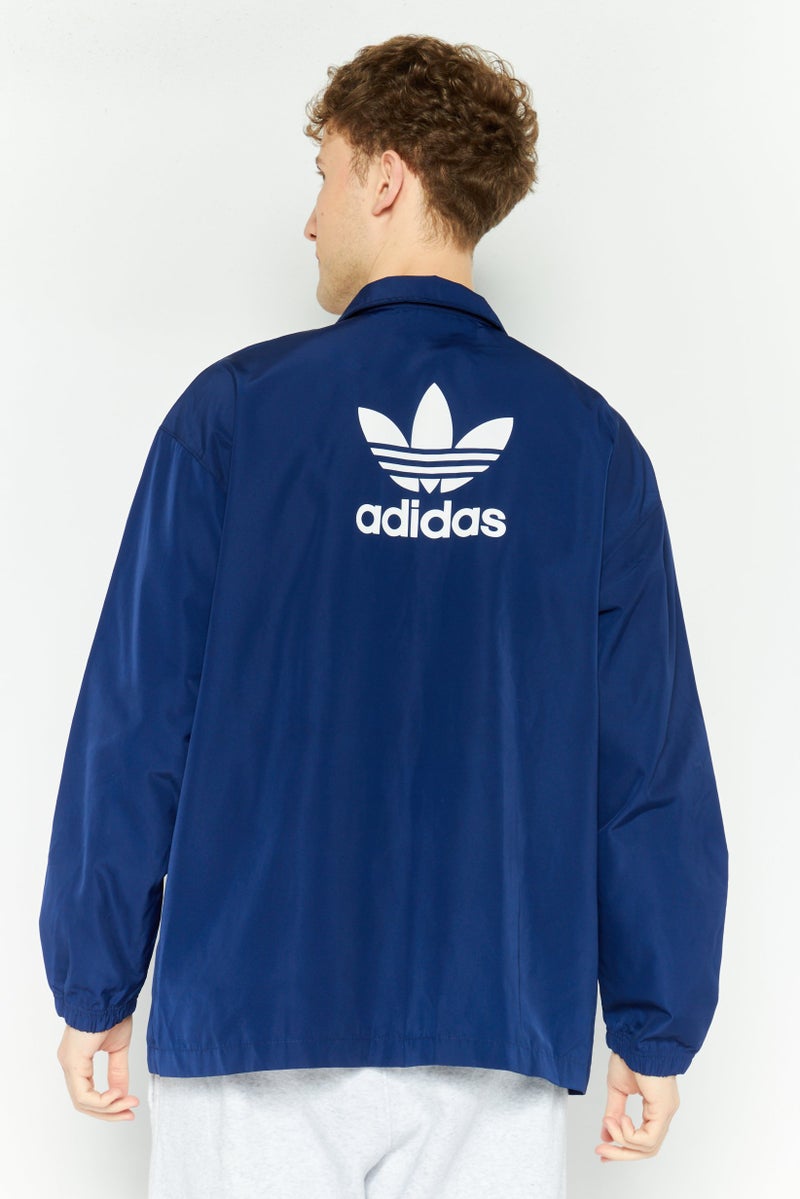 adidas Originals Men Brand Logo Parka Jacket, Navy  - Image 4