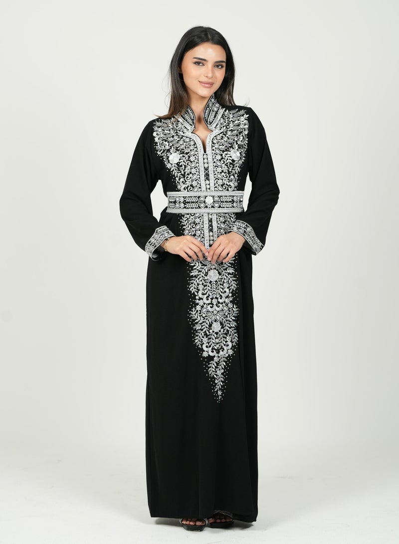 AL BENT AL SHARQIEH women black kaftan jalabiya dress  - Image 1