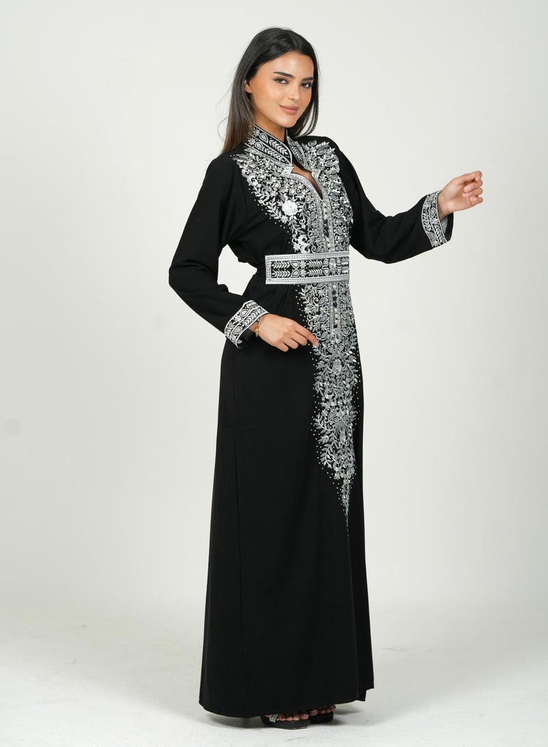 AL BENT AL SHARQIEH women black kaftan jalabiya dress  - Image 2
