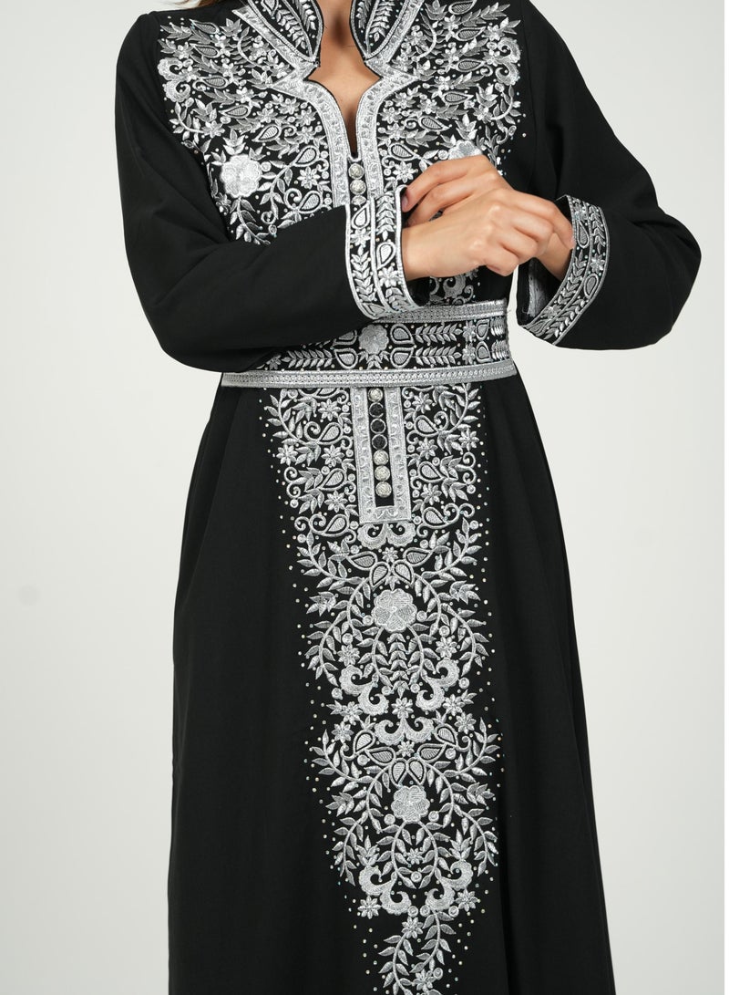 AL BENT AL SHARQIEH women black kaftan jalabiya dress  - Image 3