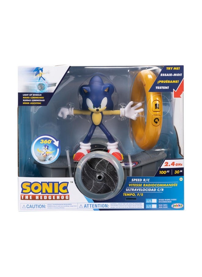 Sonic The Hedgehog Speed Rc Skateboard Vehicle With Gold Ring Controller - Light Up Wheels & 360 Spins, Turbo Mode For Extra Boost, 2.4Ghz, 100Ft Range  - Image 2
