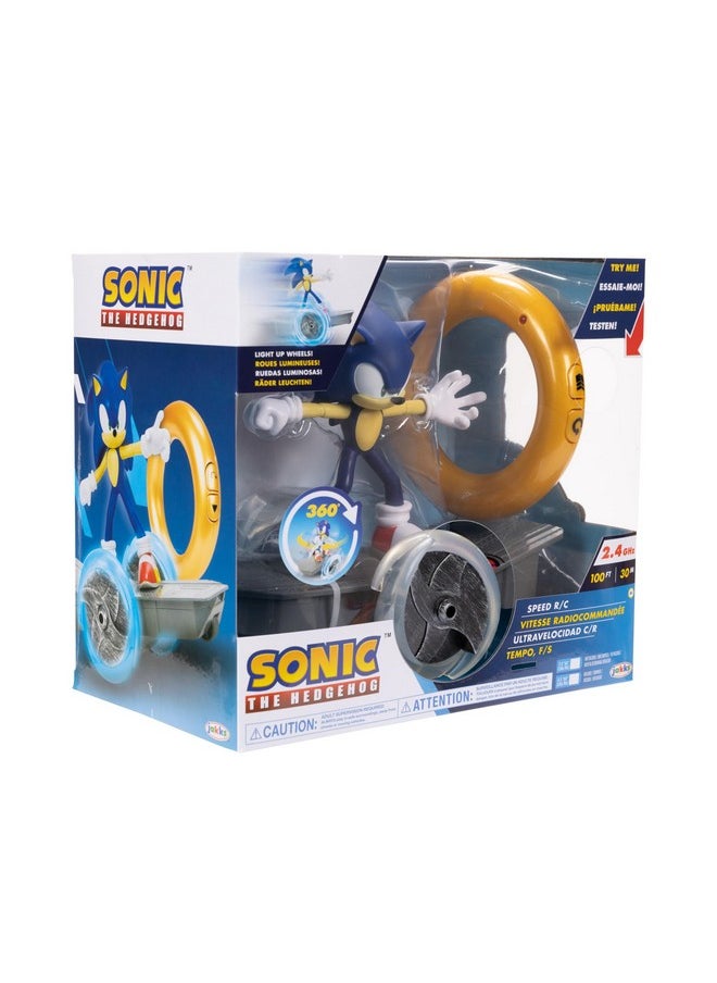 Sonic The Hedgehog Speed Rc Skateboard Vehicle With Gold Ring Controller - Light Up Wheels & 360 Spins, Turbo Mode For Extra Boost, 2.4Ghz, 100Ft Range  - Image 3