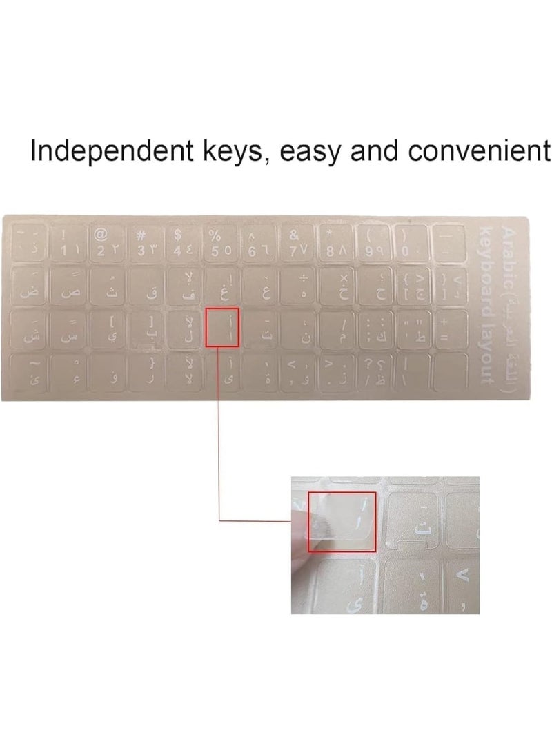 Waterproof Arabic Keyboard Sticker for Computer and Laptop - White, Clear Vinyl - Image 3
