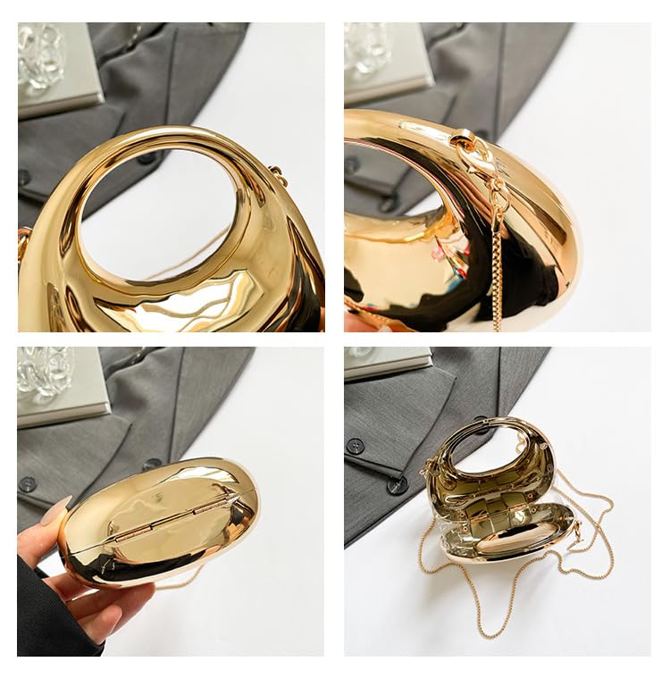 DOSYSO Moon Clutch Purse Acrylic Evening Handbag for Women Crossbody Sling Bags with Detachable Chain Strap Glossy Stylish Latest Ladies Girls Small Size Cute Wallet Party Wedding Gift item - Image 4