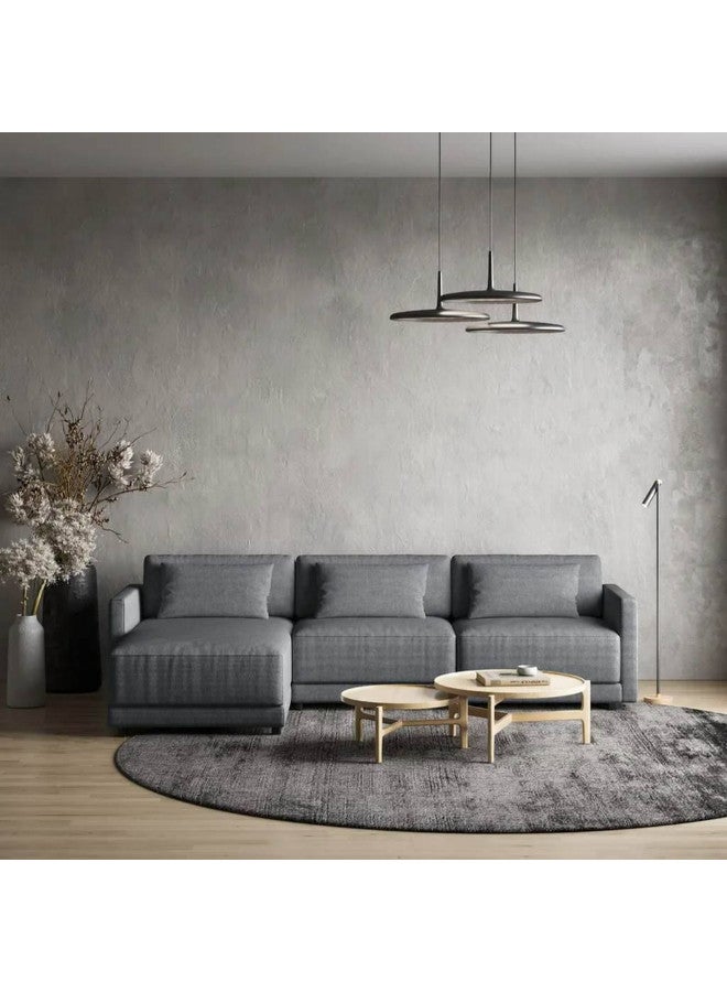 الهوم كنبة زاوية 4 مقاعد شكل حرفL   180×250×90×85 سم - رمادي - Image 1