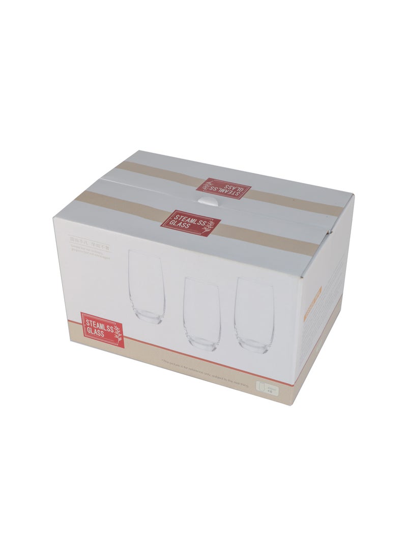 طقم من 6 أكواب شرب طويلة - 490 مل / 17 أونصة أكواب ماء وعصير وكوكتيل كبيرة - ارتفاع 15.2 سم، زجاج شفاف متين - للاستخدام اليومي والحفلات - Image 3