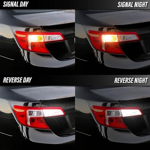 USR UNIQUE STYLE RACING USR Amber Turn Signal & White Reverse Backup & White License Plate LED Bulbs Canbus Error Free - 6 Pieces Combo UPGRADE Compatible with 2012-2014 Toyota Camry Tail Lights (Fits Factory Tail Lamps) - Image 3