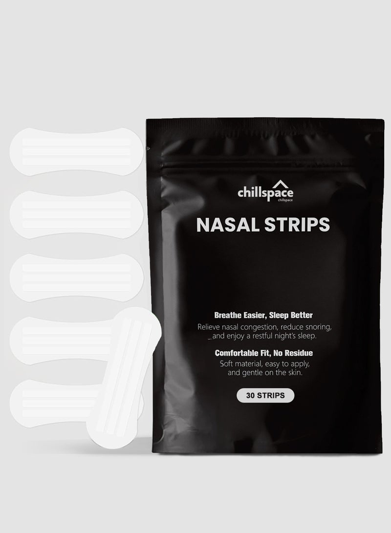 Chillspace 30Day Performance Breathing Nasal Strips Anti Snore - Athletic Nose Patch for Snoring & Sleeping - Oil & Sweat Proof Adhesive - Wide Body, Universal Fit, Extra Strength (Clear) - Image 1