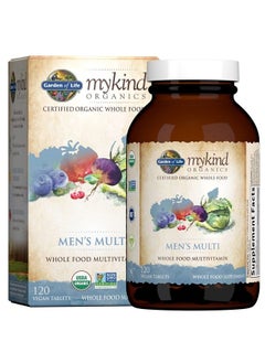mykind Organics Whole Food Multivitamin for Men, 120 Tablets, Vegan Mens Vitamins and Minerals for Mens Health and Well-Being, Certified Organic Vegan Mens Multi