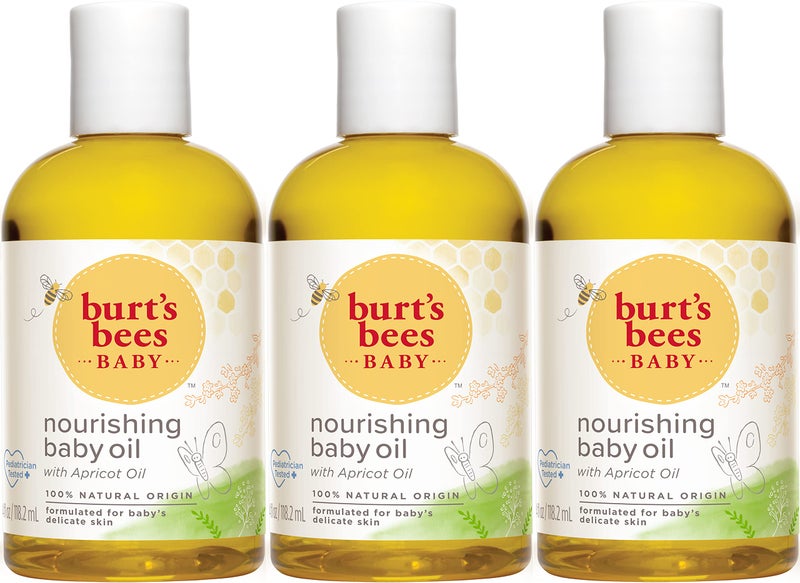 Burt's Bees Baby™ Nourishing Baby Oil, 100% Natural Baby Skin Care - 4 Ounce Bottle - Pack of 3 - Image 1