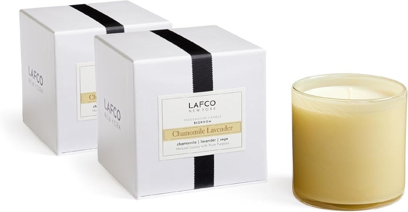 Lafco New York LAFCO New York Signature Candle, Chamomile Lavender - 15.5 oz, 2 Pack - 90-Hour Burn Time - Reusable, Hand Blown Glass Vessel - Made in The USA 