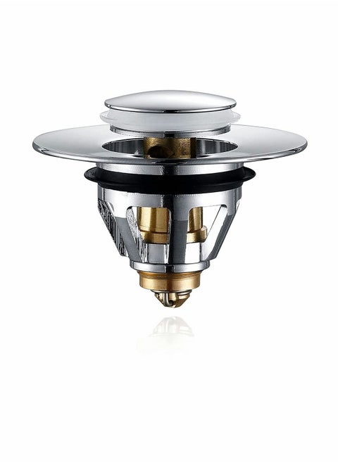 Drain Stopper, Wash Basin Bounce Drain Filter, Pop Up Drain Stopper for Bathroom Sink, Core Push Type Sink Stopper, Sink Drain Plug with Anti-Clogging Strainer