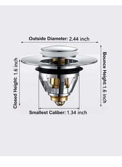 KASTWAVE Drain Stopper, Wash Basin Bounce Drain Filter, Pop Up Drain Stopper for Bathroom Sink, Core Push Type Sink Stopper, Sink Drain Plug with Anti-Clogging Strainer  - Image 2