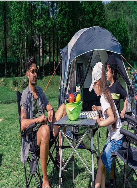Portable Folding Outdoor Camping Table With Adjustable Height Aluminum Roll Up Table Top Mesh Layer