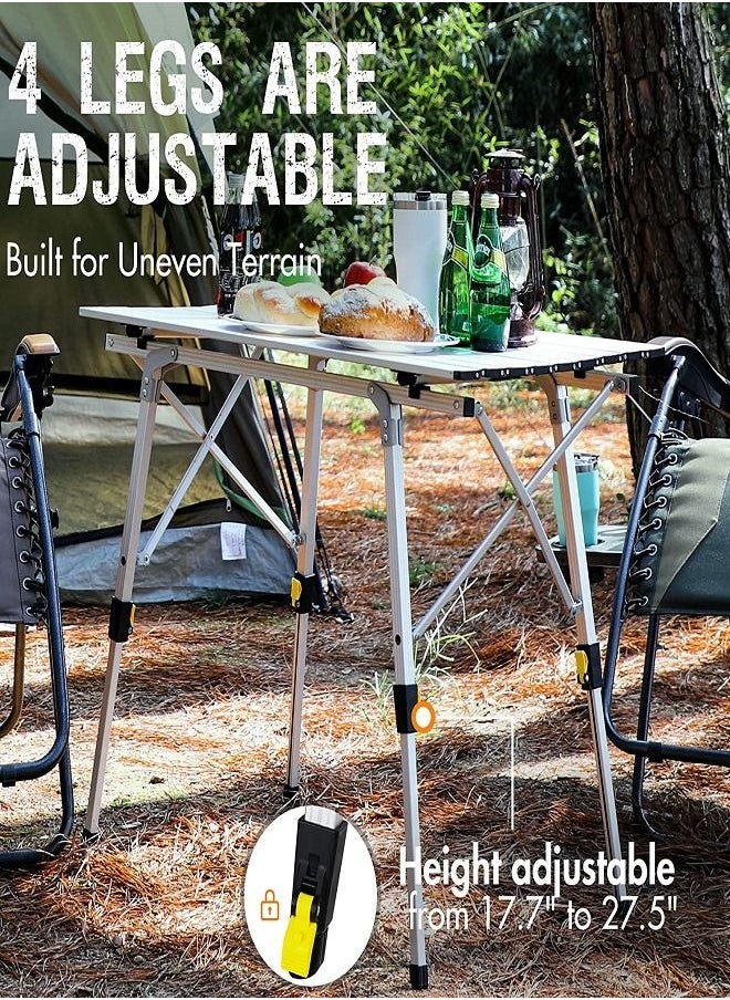 Generic - Portable Folding Outdoor Camping Table With Adjustable Height Aluminum Roll Up Table Top Mesh Layer - Image 1
