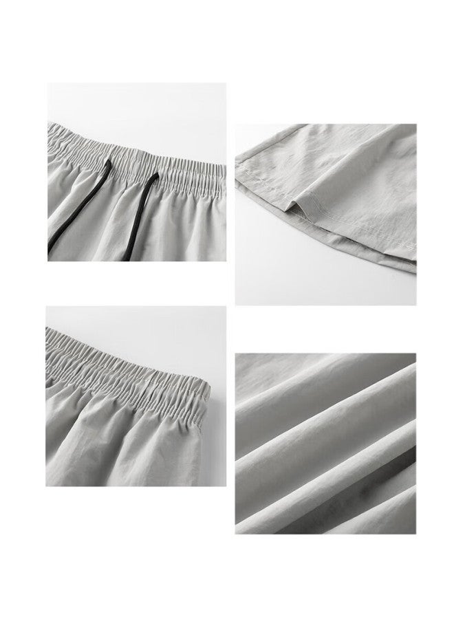Clor Men's Summer Ice Silk Quick-drying Five-point Loose Straight Sports Thin Casual Pants Wxcg01 Dark Gray L - Image 3
