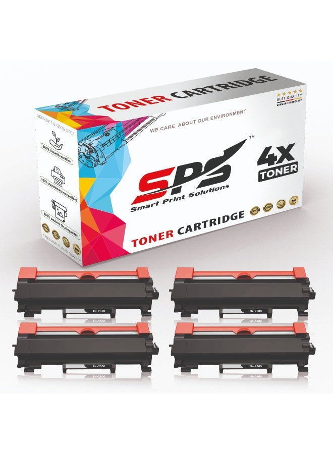 Smart Print Solutions SPS Compatible Toner Cartridges for Brother | TN-2500 | 4x Black | 1200 Pages - Image 1