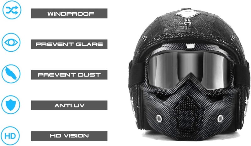 GGBuy Motorcycle Goggles with Removable Face Mask - Image 4
