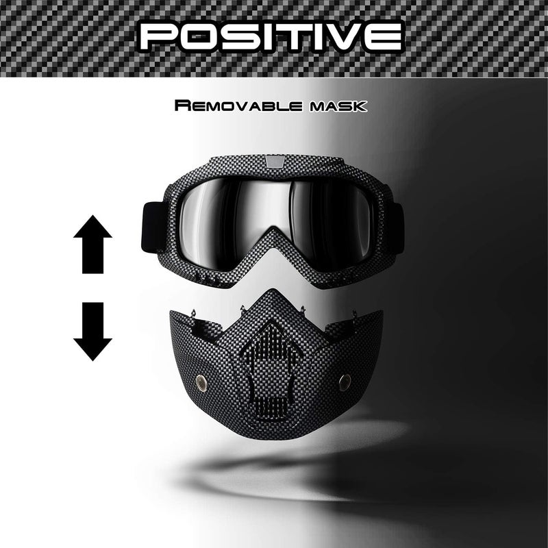 GGBuy Motorcycle Goggles with Removable Face Mask - Image 2