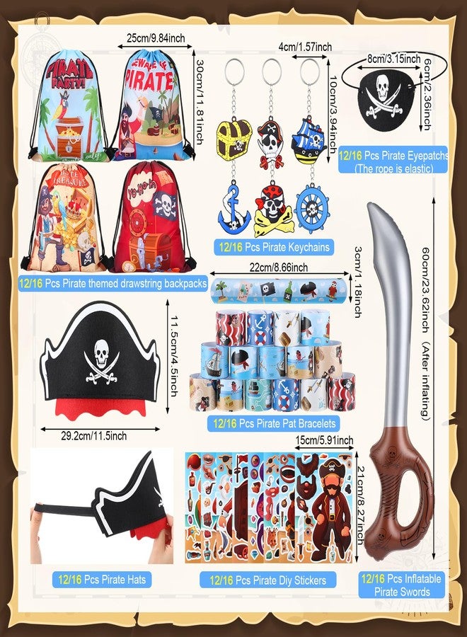 تونديامو مجموعة تونديمو المكونة من 84 قطعة من هدايا حفلات النينجا والقراصنة، تتضمن حقيبة ظهر برباط، وعصابة رأس، وسيف قابل للنفخ، وسوار، وملصق، وسلسلة مفاتيح، وقناع عين مطاطي لحفلات أعياد الميلاد الخاصة بالكاراتيه (بنمط القراصنة). - Image 2