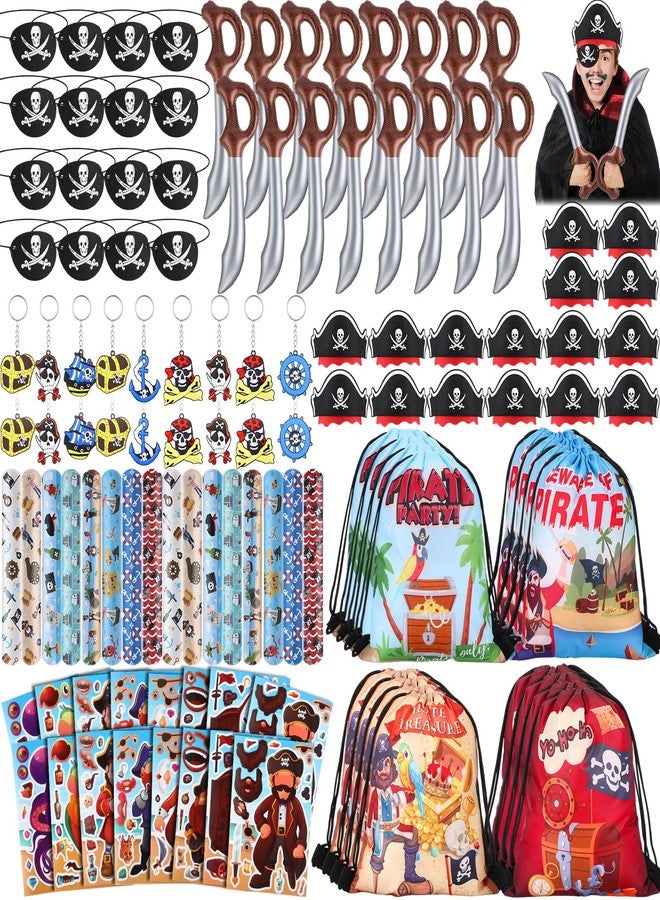 تونديامو مجموعة تونديمو المكونة من 84 قطعة من هدايا حفلات النينجا والقراصنة، تتضمن حقيبة ظهر برباط، وعصابة رأس، وسيف قابل للنفخ، وسوار، وملصق، وسلسلة مفاتيح، وقناع عين مطاطي لحفلات أعياد الميلاد الخاصة بالكاراتيه (بنمط القراصنة). - Image 1