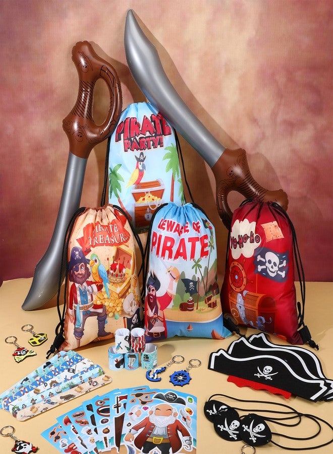 تونديامو مجموعة تونديمو المكونة من 84 قطعة من هدايا حفلات النينجا والقراصنة، تتضمن حقيبة ظهر برباط، وعصابة رأس، وسيف قابل للنفخ، وسوار، وملصق، وسلسلة مفاتيح، وقناع عين مطاطي لحفلات أعياد الميلاد الخاصة بالكاراتيه (بنمط القراصنة). - Image 3