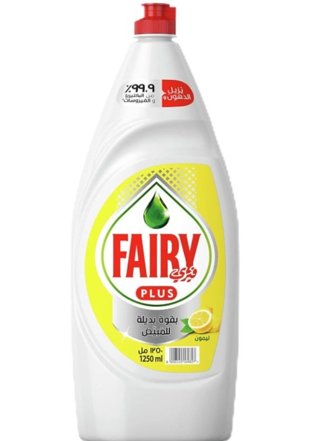 Fairy Plus Lemon Dishwashing Liquid Soap, With Alternative Power To Bleach, 1.25LFairy Plus Lemon Dishwashing Liquid Soap, With Alternative Power To Bleach, 1.25L - Image 1