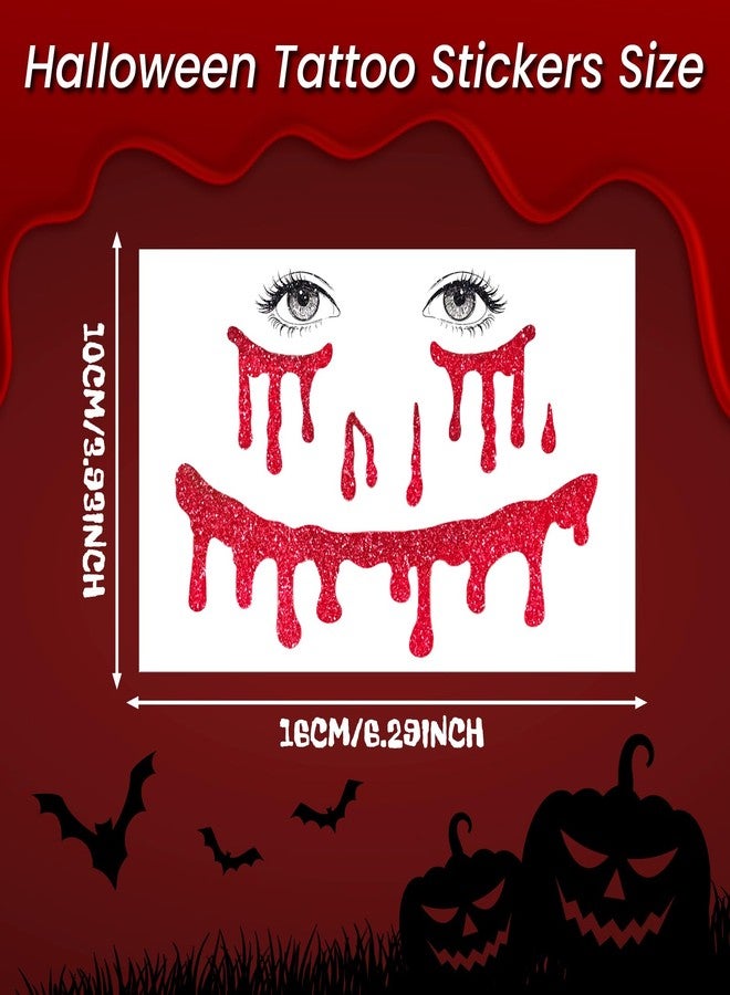 Leesgel Halloween Decorations- Glitter Vampire Face Temporary Tattoos with Self Adhesive Face Gems Perfect for Halloween Costumes, Makeup, Party Favors, Stickers, Goodie Bag Stuffers for Women Adults - Image 4