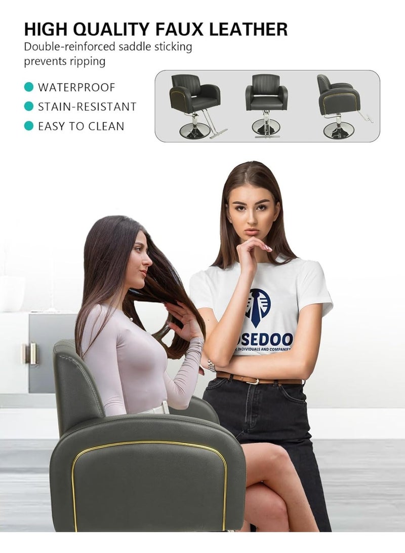 ميشيدا كرسي حلاقة نسائي، كرسي صالون دوار 360 درجة، كرسي قابل للتعديل مع مضخة هيدروليكية متينة للاستخدام الشاق لمحلات الحلاقة، المنزل، منتجعات السبا ومعدات التجميل.  - Image 5
