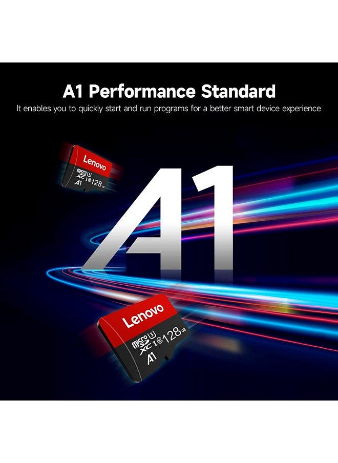 Lenovo - 128GB TF Card High-speed Micro SD Card A1 U3 C10 Speed Level up to 100MB/s Read Speed for Phone Tablet Monitoring Device - Image 1