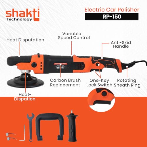 Shakti Technology RP-150 1200W Electric Car Polisher 21MM Orbit with D-Handle Rotary Polisher 1000-3000 RPM with 150MM(6Inch) Wheel Size, 6 Variable Speed, Disk Ideal for Cars, SUV, Boats - Image 4