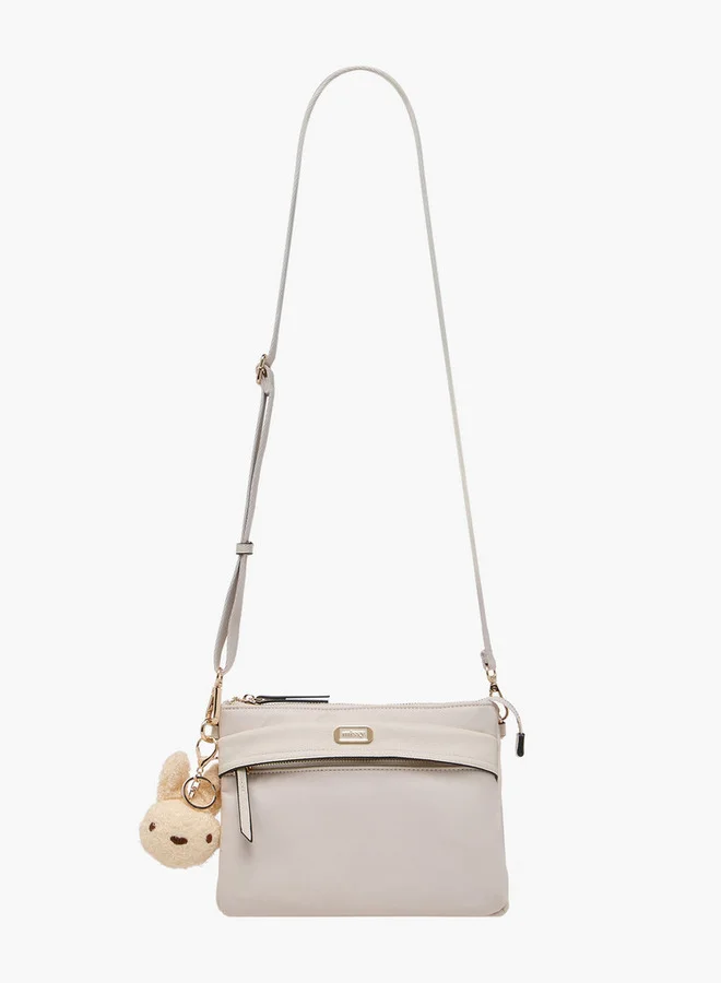 MISSY Solid Crossbody Bag with Detachable Strap and Zip Closure