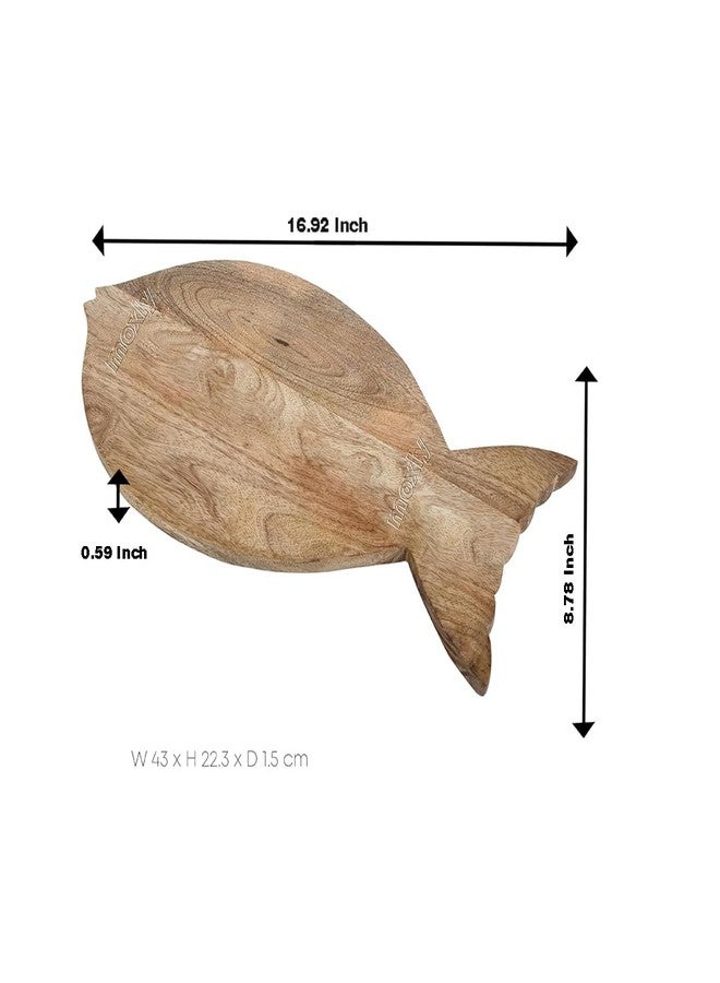 MOXLY Fish Shaped Wooden Chopping Board (17"x9") - Handcrafted Mango Wood with Burnt Finish, Dual-Purpose Cutting Board & Cheese Serving Platter for Kitchen & Home Décor - Image 3