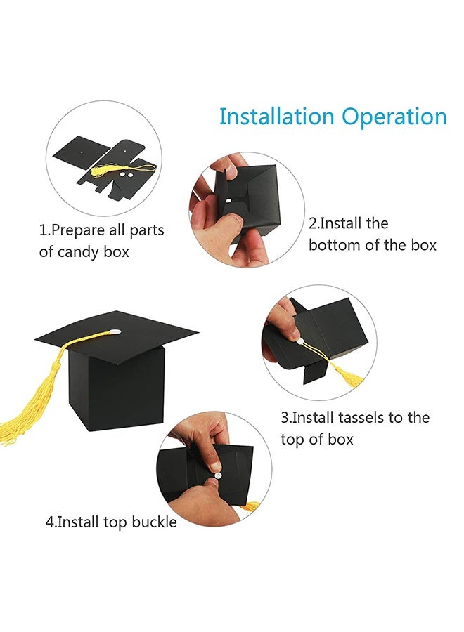 15 Pack Graduation Candy Boxes, Graduation Cap Gift Sugar Chocolate Boxes with Yellow Tassel, DIY Grad Treat Box for Graduation Party Favors Boxes, Graduation Decor Party Supplies - Image 4
