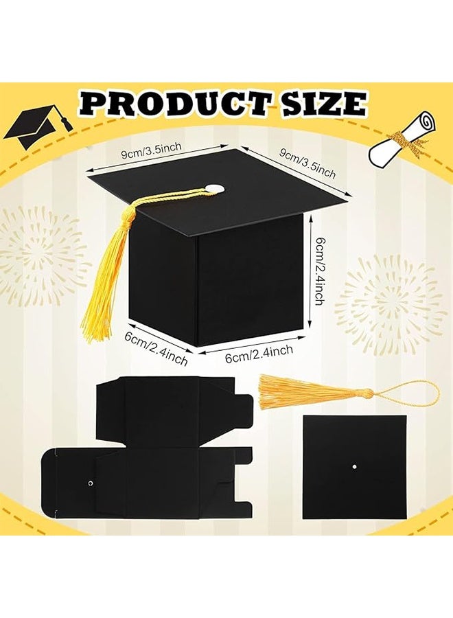15 Pack Graduation Candy Boxes, Graduation Cap Gift Sugar Chocolate Boxes with Yellow Tassel, DIY Grad Treat Box for Graduation Party Favors Boxes, Graduation Decor Party Supplies - Image 2