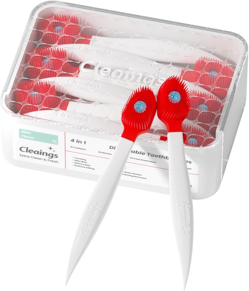 cleaings Mini Disposable Toothbrush Set with Toothpaste and Toothpick– Portable Travel Essentials for Women & Men, Ideal for Camping, Road Trips, and Vacations, 20 Pcs-Mint Flavor（Pack of 1） - Image 1