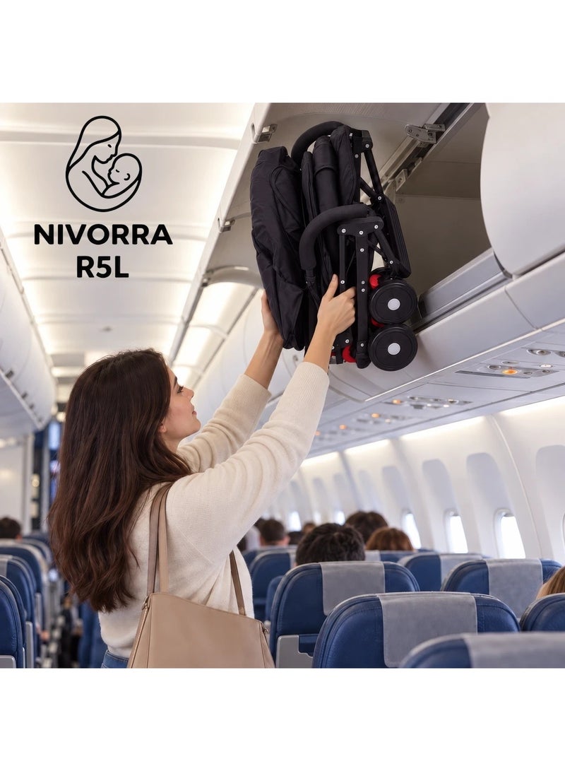 NIVORRA Travel Baby Stroller Nivorra R5L, Lightweight Foldable Compact Stroller, Reclining Seat, 6.7 kg, Easy-Fold Travel Pram - Image 5