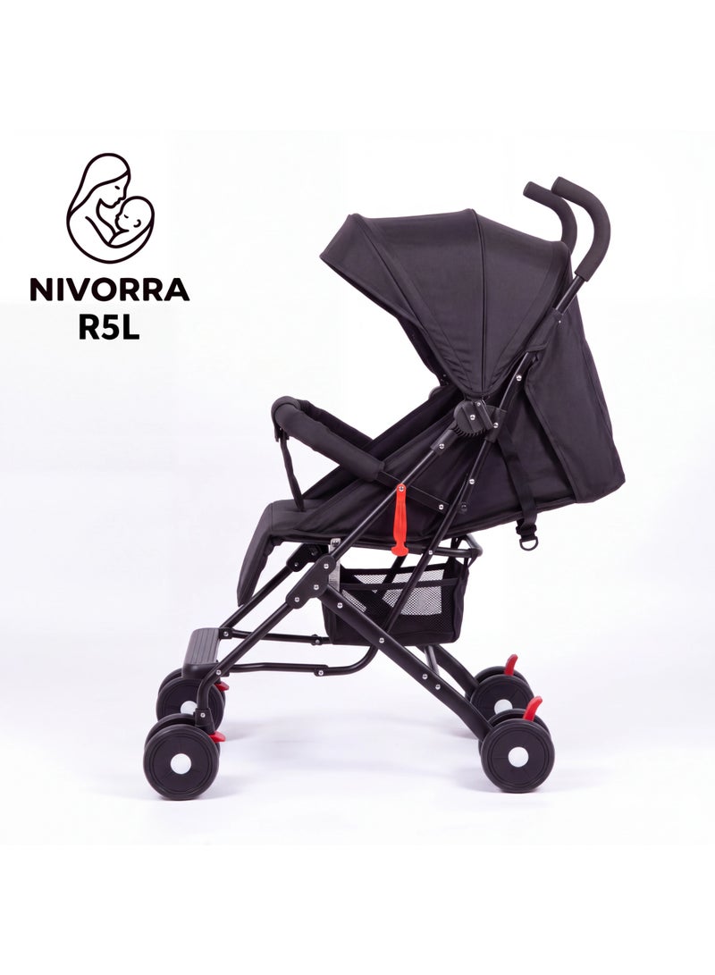 NIVORRA Travel Baby Stroller Nivorra R5L, Lightweight Foldable Compact Stroller, Reclining Seat, 6.7 kg, Easy-Fold Travel Pram - Image 4