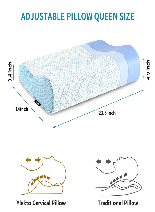 Ylekto Memory Foam Pillows Neck Pillow Bed Pillow for Sleeping Ergonomic Cervical Pillow Orthopedic Contour Pillow for Side Back Stomach Sleeper - Image 3