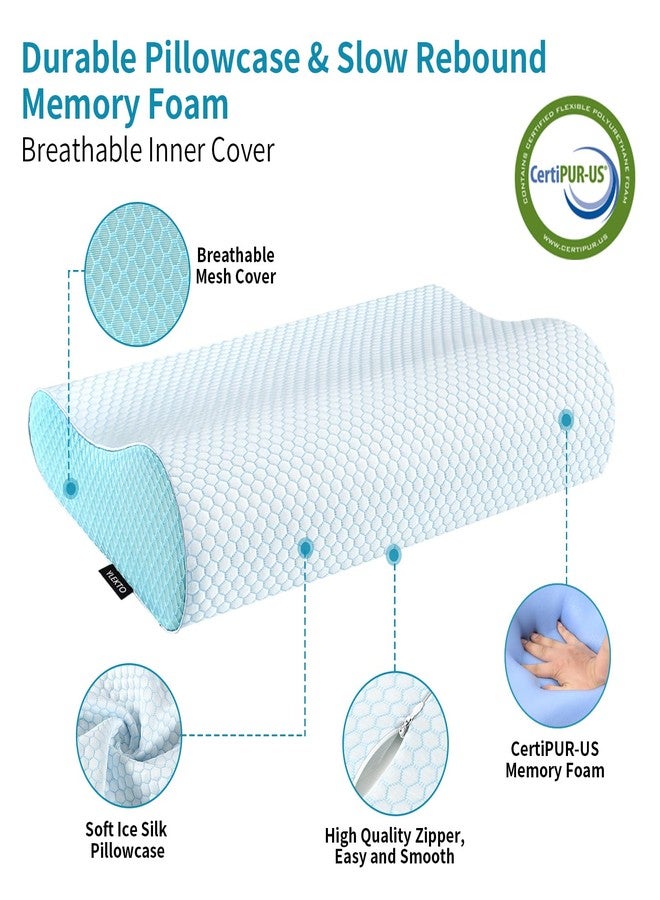 Ylekto Memory Foam Pillows Neck Pillow Bed Pillow for Sleeping Ergonomic Cervical Pillow Orthopedic Contour Pillow for Side Back Stomach Sleeper - Image 5