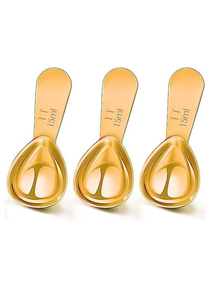 3 Pieces 15ML Tablespoon Coffee Scoop Stainless Steel Coffee Scoops Short Handle Tablespoon Measuring Spoons for Coffee Tea Sugar Food Seasoning Spoon Milk Powder Tea Spoon  - Image 1