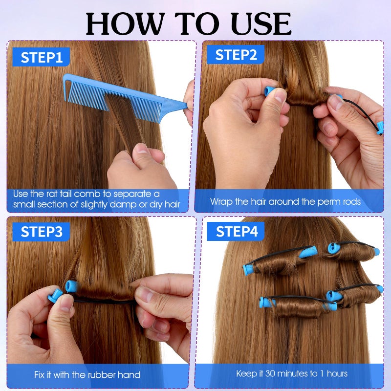 Bremorou 20 Pcs Perm Rods For Short Hair Small Plastic Hair Perming Rods And Rollers Hair Curling Roller Rods Hair Perm Rods Perm Rods Medium For Long Hair (0.35 Inches  Blue) - Image 3