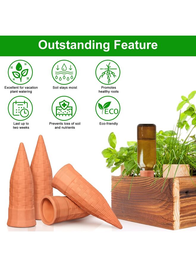 LAMAY 12PCS Terracotta Plant Self Watering Spikes, Automatic Self Watering Stakes, Plant Watering Devices for Wine Bottles Recycled Bottles, Clay Plant Garden Waterers for Vacations - Image 2