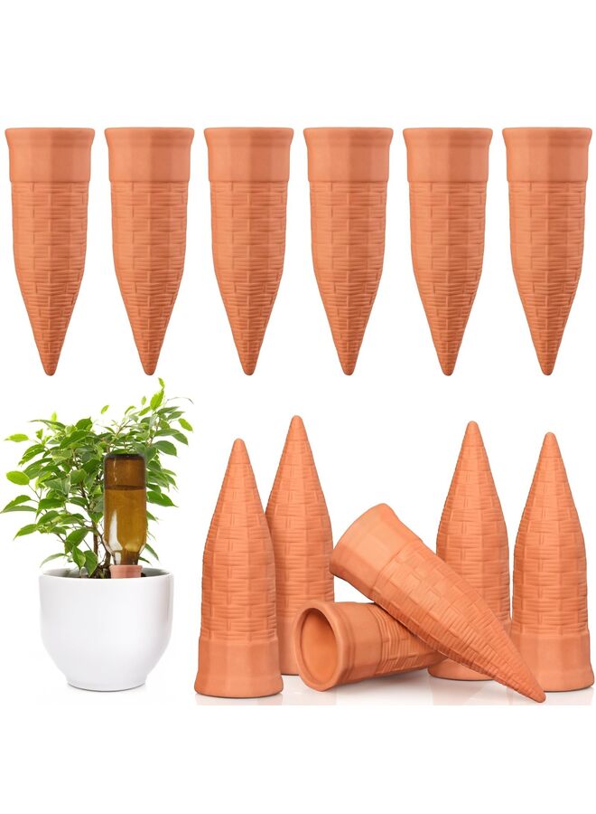 LAMAY 12PCS Terracotta Plant Self Watering Spikes, Automatic Self Watering Stakes, Plant Watering Devices for Wine Bottles Recycled Bottles, Clay Plant Garden Waterers for Vacations - Image 1