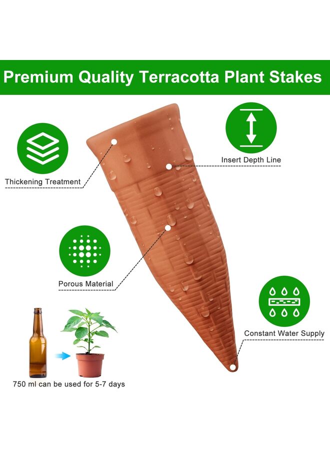 LAMAY 12PCS Terracotta Plant Self Watering Spikes, Automatic Self Watering Stakes, Plant Watering Devices for Wine Bottles Recycled Bottles, Clay Plant Garden Waterers for Vacations - Image 3