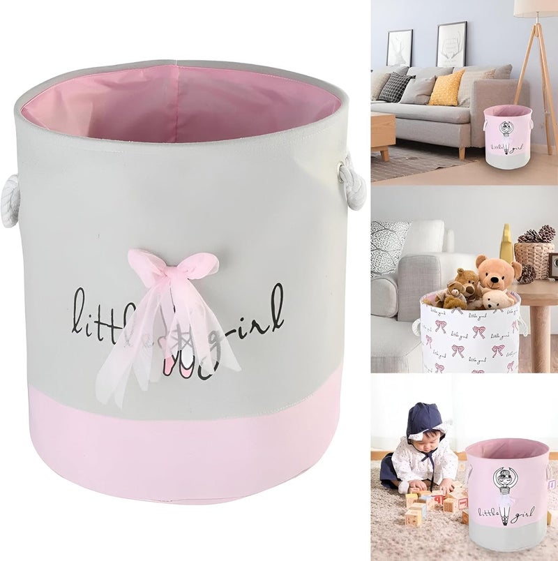 Kids Laundry Basket Foldable Round Waterproof Hamper Soft Fabric Collapsible Storage Bin Lightweight Organizer for Baby Clothes Nursery Bedroom Space Saving Solution - Image 4